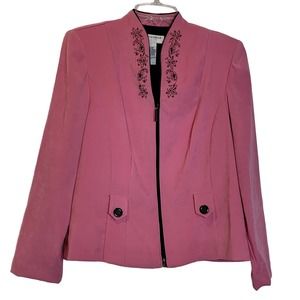 EUC Vintage Sag Harbor Zip Front Embroidered Embellished‎ Jacket Ladies Size 8